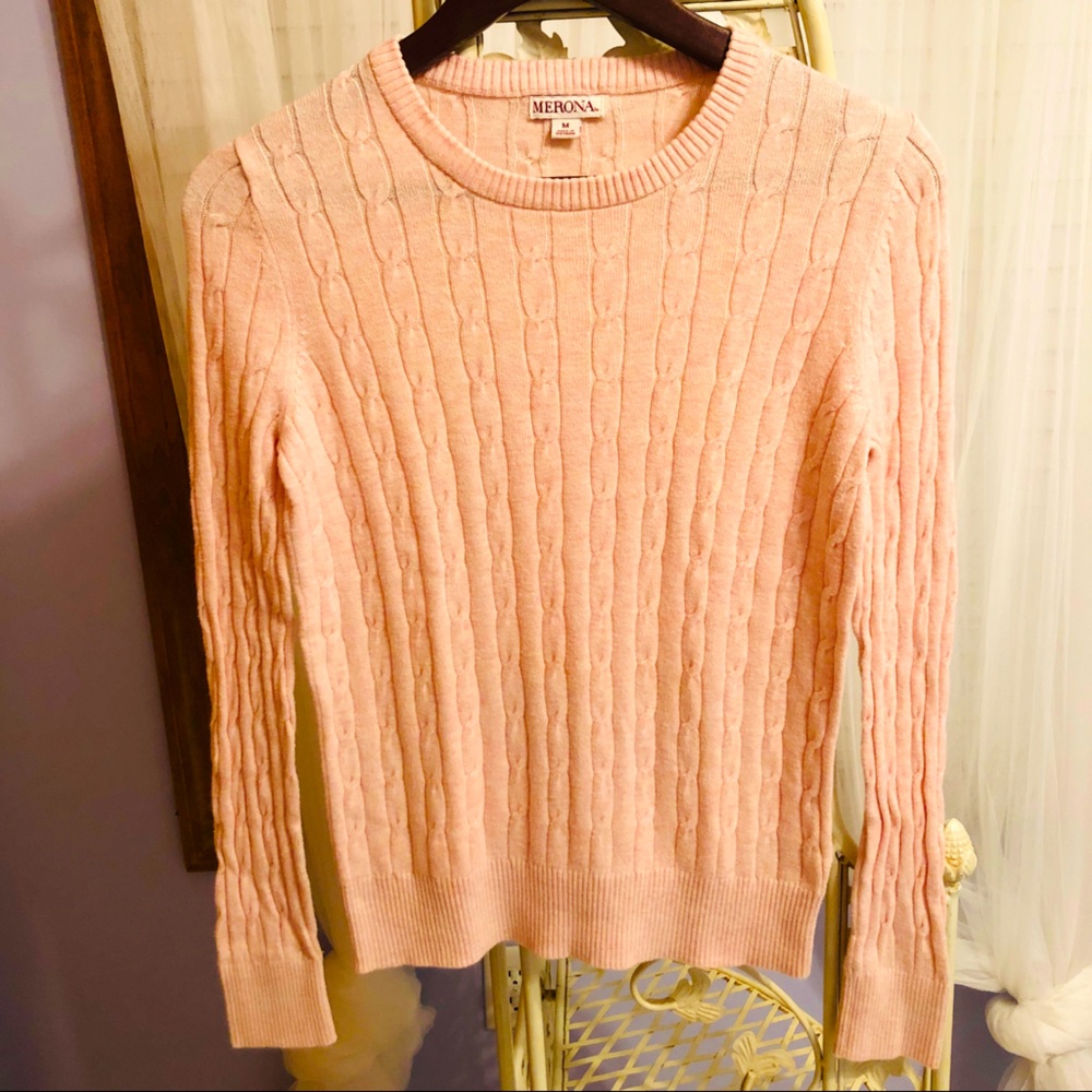 Merona Pink Cable Knit Sweater M